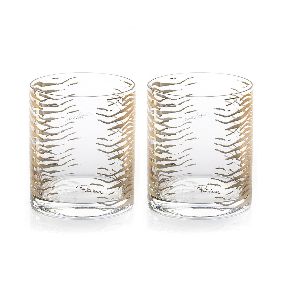 ROBERTO CAVALLI - BICCHIERE OLD FASHION GOLD /GOLD SET 2 PCS. OLD FASHION GLASS ** - SET 2 PZ